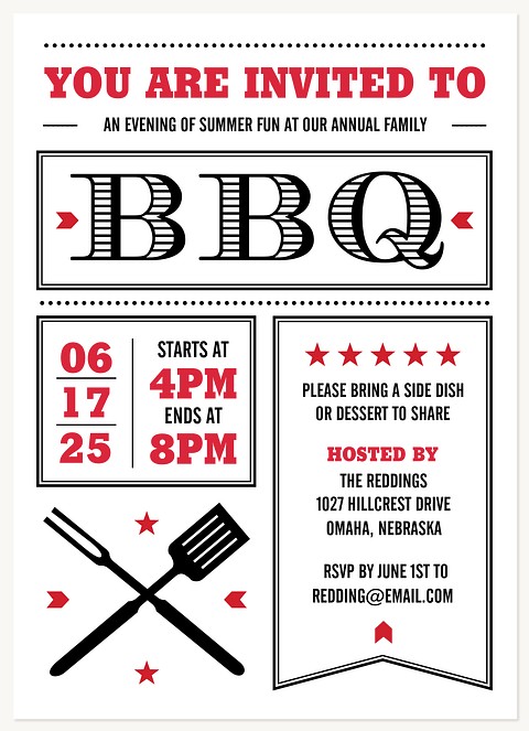 BBQ Playbill Summer Party Invitations