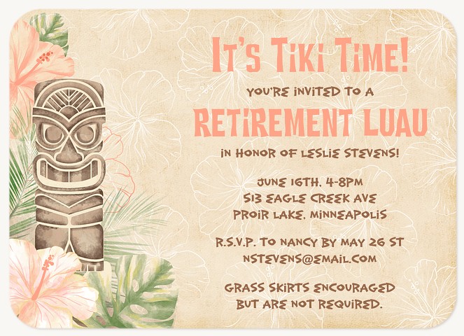 Tiki Time Party Invitations