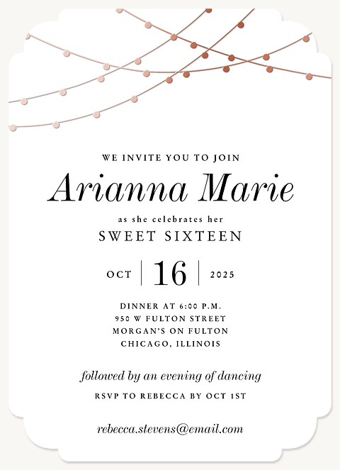 Classy Elegance Teen Birthday Invitations