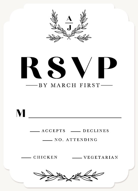 Fanciful Laurels Wedding RSVP Cards