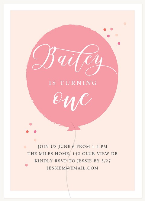 Big Balloon First Birthday Invitations