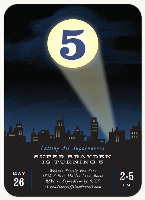 Super Spotlight Boy Birthday Party Invitations