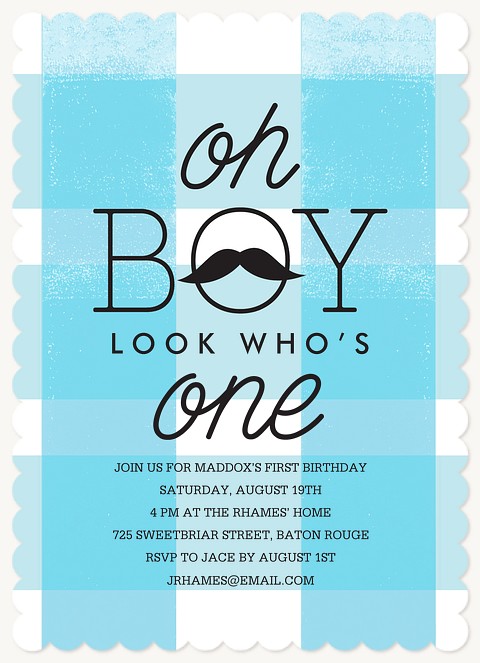 Mr. Mustache First Birthday Invitations