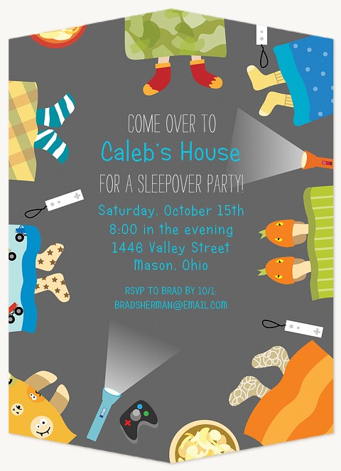 Gamer Sleepover Boy Birthday Party Invitations