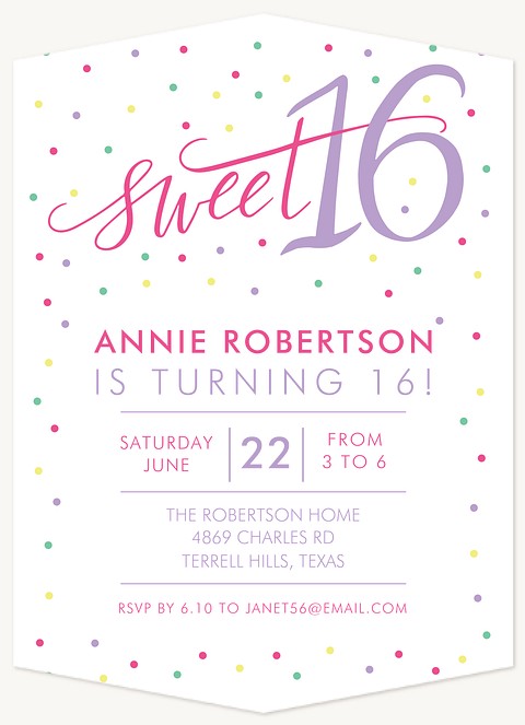 Confetti Celebration Teen Birthday Invitations