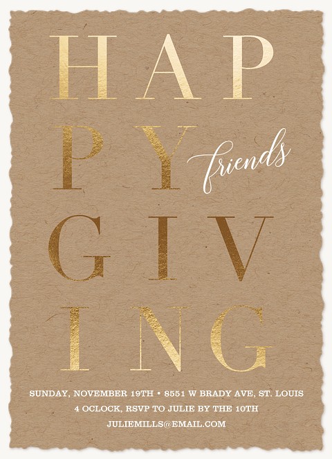 Golden Friendsgiving Thanksgiving Cards