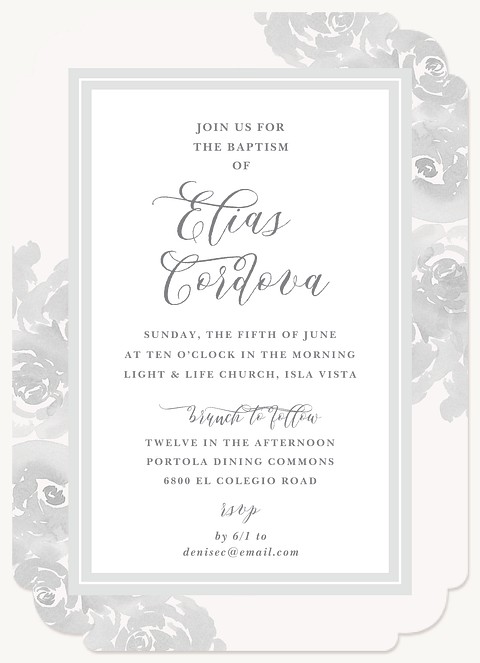 Watercolor Roses Baptisms & Christening Invitations