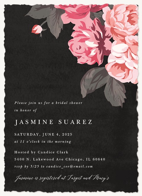 Midnight Blossom Bridal Shower Invitations