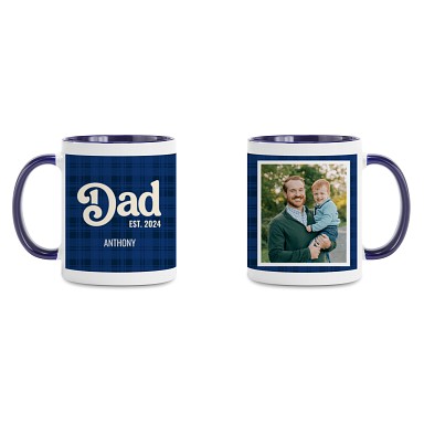 Dad Est. Plaid Photo Mug