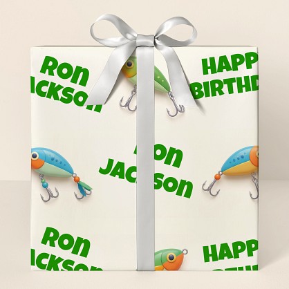 Personalized Fishing Lures Birthday Wrapping Paper