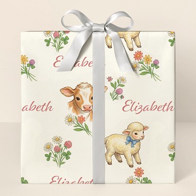 Personalized Farm Animals Baby Shower Wrapping Paper
