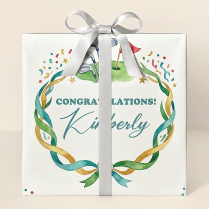 Personalized Golf Congratulations Watercolor Wrapping Paper