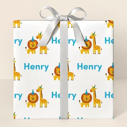 Personalized Safari Birthday Animals Wrapping Paper