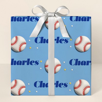 Personalized 3D Baseball Pattern Wrapping Paper