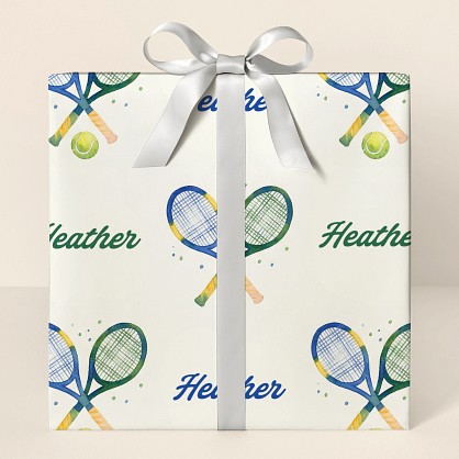 Personalized Tennis Birthday Watercolor Wrapping Paper