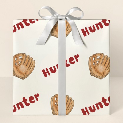 Personalized Baseball Glove Birthday Wrapping Paper