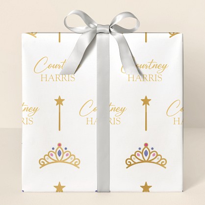 Personalized Princess Crown Birthday Wrapping Paper