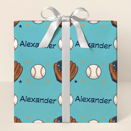 Personalized Baseball Gloves and Balls Wrapping Paper