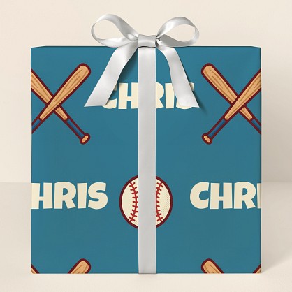 Personalized Baseball Pattern Wrapping Paper