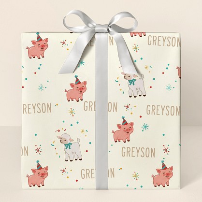 Personalized Farm Animals Congratulations Wrapping Paper