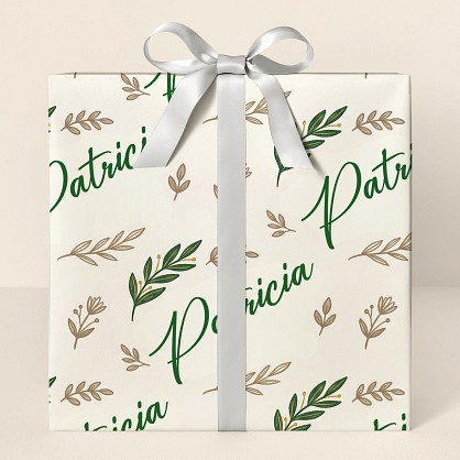 Personalized Botanical Leaves Hand-Drawn Wrapping Paper