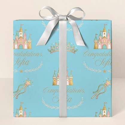 Personalized Princess Castle Congratulations Wrapping Paper