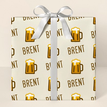 Personalized Beer Mug Pattern Wrapping Paper