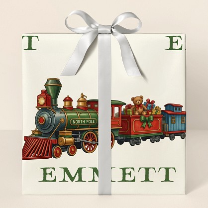 Personalized Vintage Christmas Train Wrapping Paper
