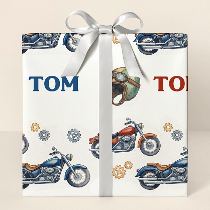 Personalized Watercolor Motorcycle Wrapping Paper