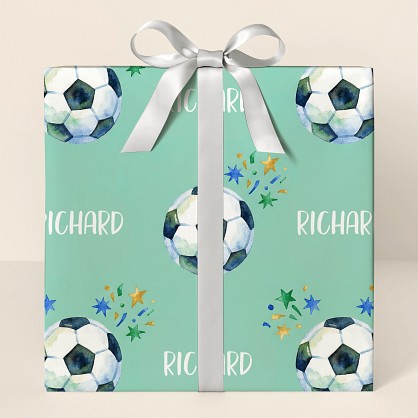Personalized Soccer Star Watercolor Wrapping Paper