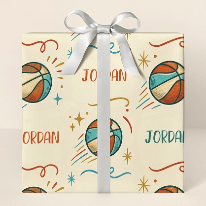 Personalized Retro Basketball Congratulations Wrapping Paper