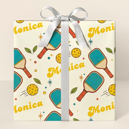 Retro Pickleball Personalized Wrapping Paper