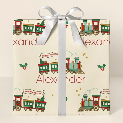 Personalized Vintage Christmas Train Wrapping Paper