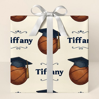 Personalized Basketball Graduate Vintage Wrapping Paper