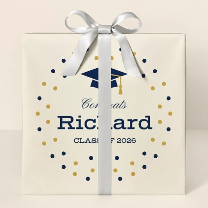 Personalized Graduation Cap Polka Dot Wrapping Paper