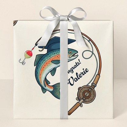 Personalized Fishing Graduate Celebration Wrapping Paper