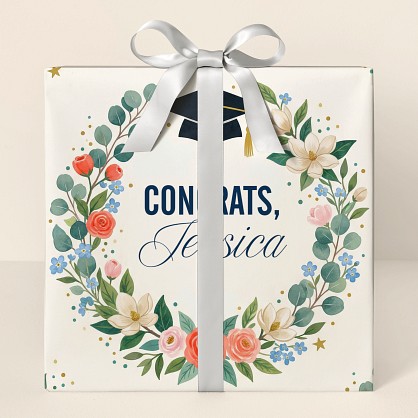 Personalized Floral Graduation Wrapping Paper