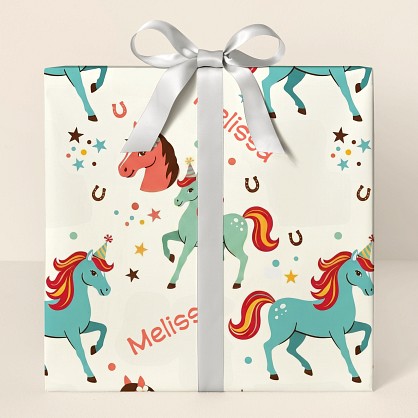 Personalized Retro Horse Birthday Wrapping Paper