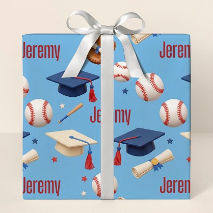 Personalized Baseball Graduation Celebration Wrapping Paper