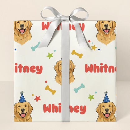 Personalized Golden Retriever Birthday Party Wrapping Paper
