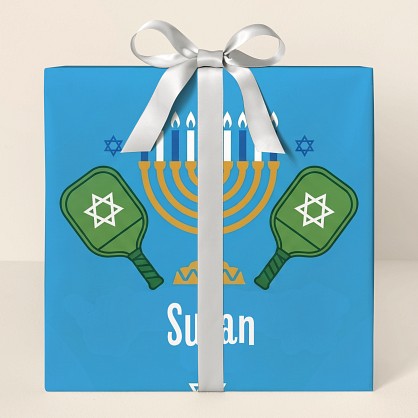 Personalized Hanukkah Pickleball Celebration Wrapping Paper