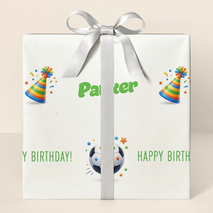 Personalized Soccer Birthday Celebration Wrapping Paper