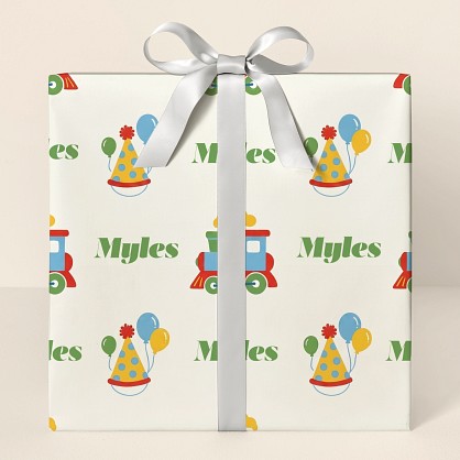Personalized Train Birthday Party Wrapping Paper