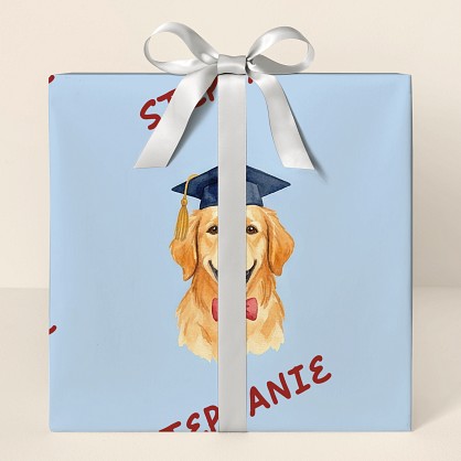 Personalized Golden Retriever Graduation Wrapping Paper