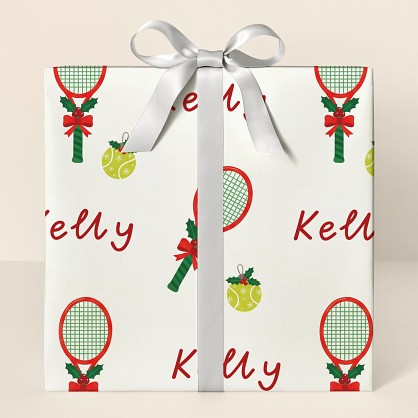 Personalized Christmas Tennis Holiday Wrapping Paper
