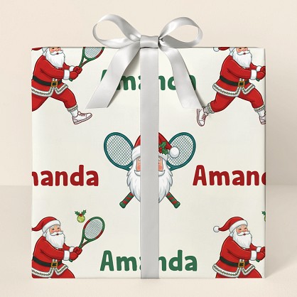 Personalized Tennis Santa Christmas Wrapping Paper