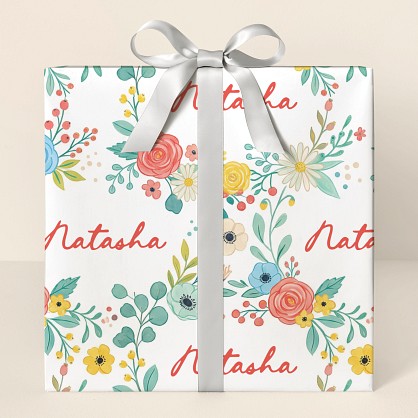 Personalized Floral Birthday Wrapping Paper