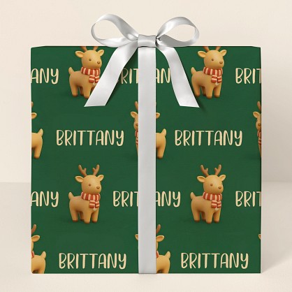 Personalized Christmas Reindeer Wrapping Paper