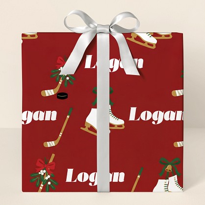 Personalized Hockey Christmas Wrapping Paper
