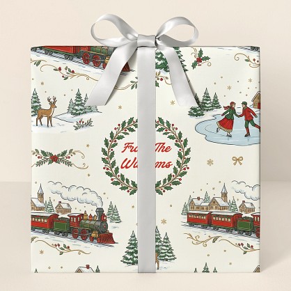 Personalized Christmas Toile Winter Wonderland Wrapping Paper